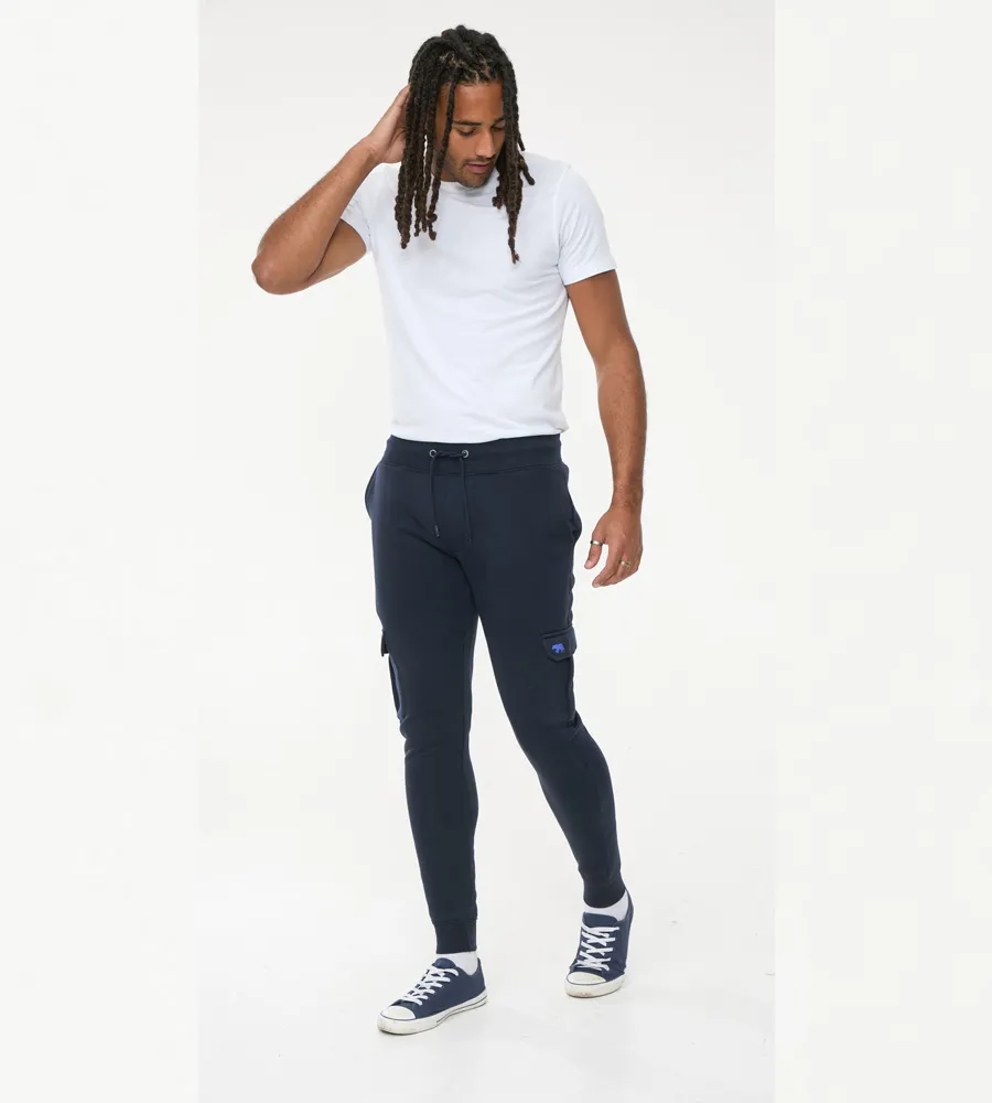 D555 Men's Navy Joggers with Cargo Pocket and Ribbed Cuffs (TILDEN 1)